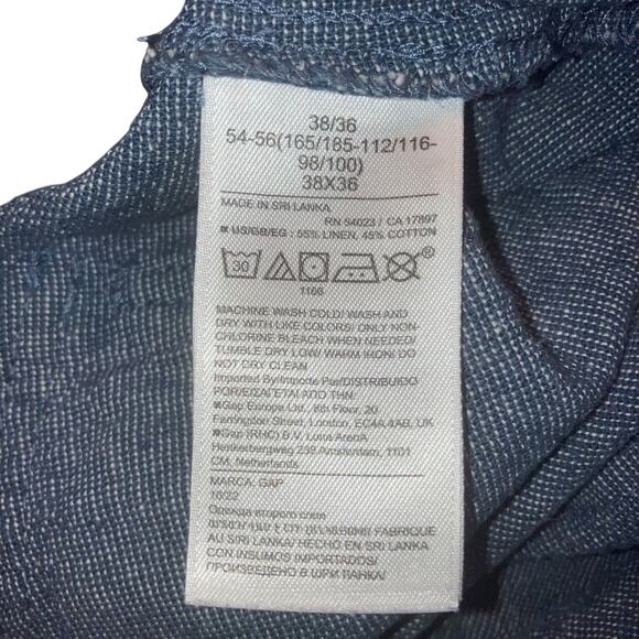NWT Men’s Gap Blue Linen Utility Pant -size 36w 36l - Picture 10 of 13